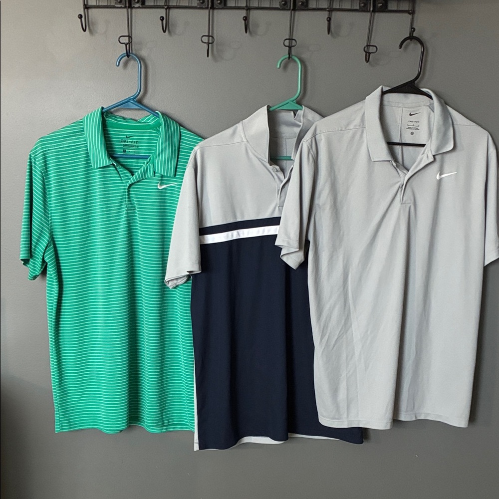3 Nike Men's Golf Shirts - medium and large but fit similar